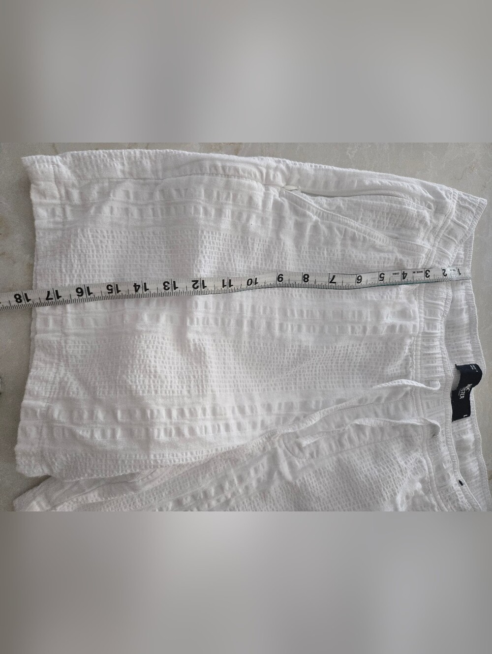 White Textured Drawstring Shorts - Picture 6 of 8